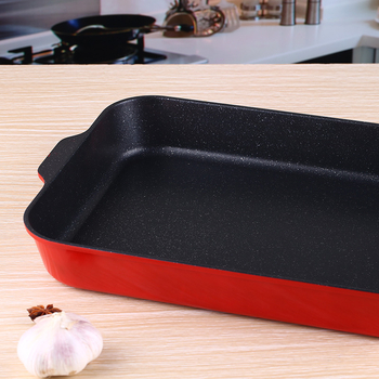 Правоъгълен незалепващ алуминиев грил пан със щампована технология