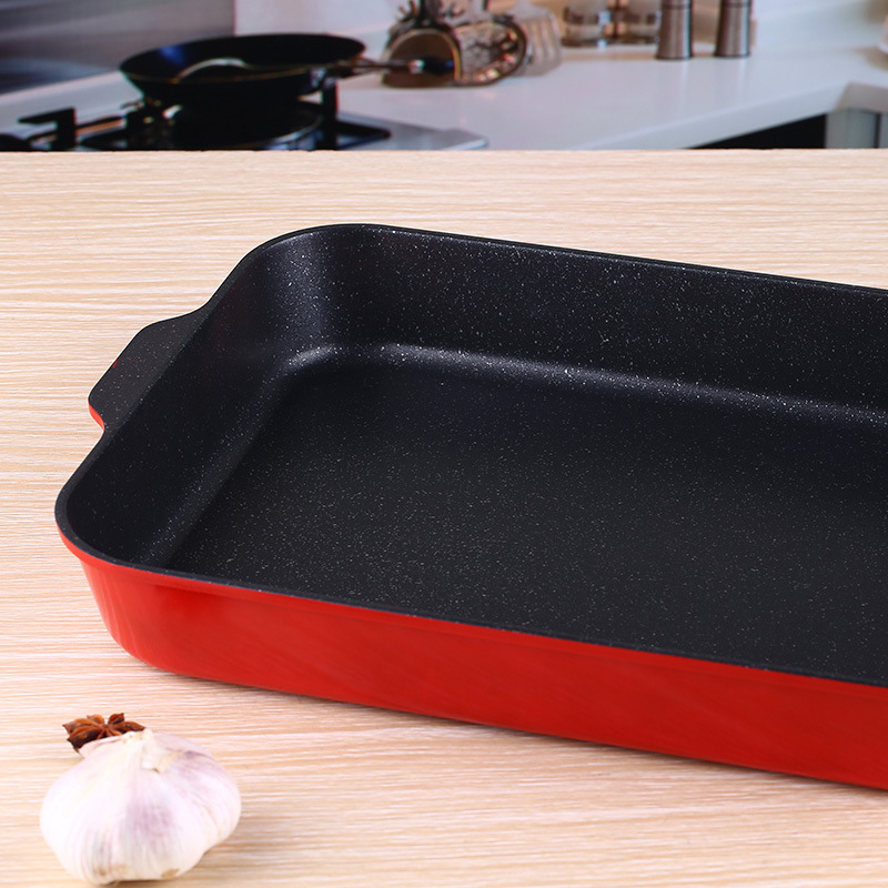 Правоъгълен незалепващ алуминиев грил пан със щампована технология