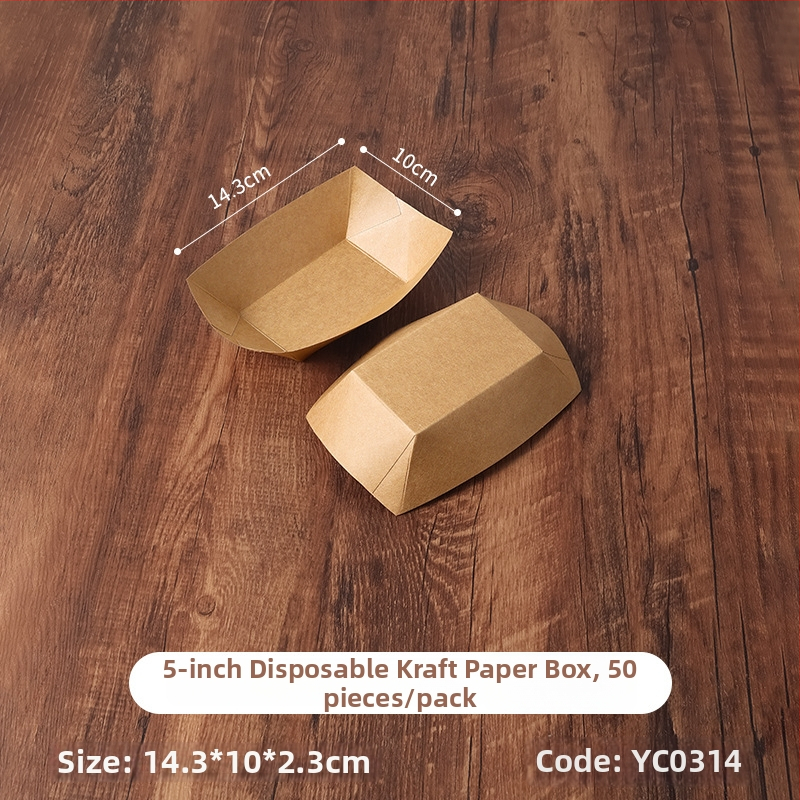Jednokratna kutija od kraft papira za brodicu, materijal: papir, 50 komada, brend: Thousand years of love wood, porijeklo: Fujian