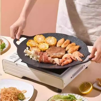 Placă de grătar din fontă, rotundă, pentru prăjit și rumenit, portabilă și pliabilă, ușor de curățat