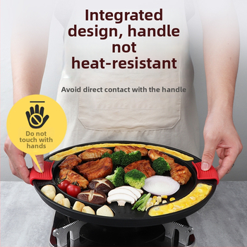 Guiyuemei корейски стил барбекю тиган, Маифан камък, кръгъл, незалепващ, преносим, лесен за почистване, 1,32 кг