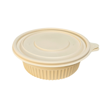 Vas de unică folosință din amidon de porumb, biodegradabil, rezistent la temperaturi înalte, rezistent la ulei și deformare, capacitate 900–1000 ml