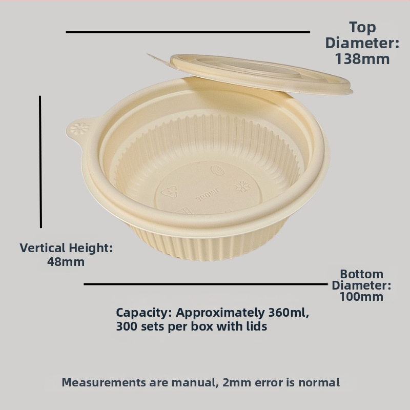 Jednorázová miska z kukuričného škrobu, ekologicky rozložiteľná, odolná voči vysokým teplotám, odolná voči olejom a deformáciám, objem 900–1000 ml