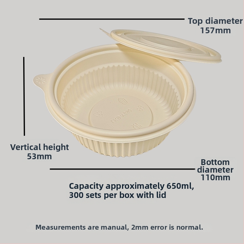Jednorázová miska z kukuričného škrobu, ekologicky rozložiteľná, odolná voči vysokým teplotám, odolná voči olejom a deformáciám, objem 900–1000 ml