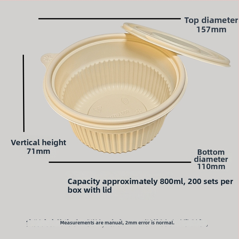 Jednorázová miska z kukuričného škrobu, ekologicky rozložiteľná, odolná voči vysokým teplotám, odolná voči olejom a deformáciám, objem 900–1000 ml