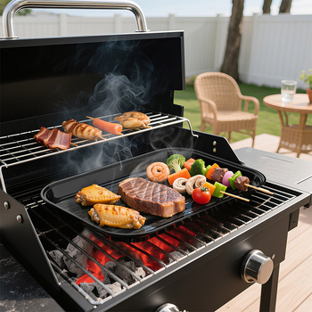 Квадратен емалиран железен грил тиган за барбекю, домашна употреба, 0.45 кг