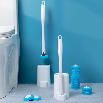 Σετ μιας χρήσης βούρτσας τουαλέτας με μακρύ κοντάρι, βάση σε δάπεδο, σχεδιασμός χωρίς νεκρή γωνία, πλαστικό