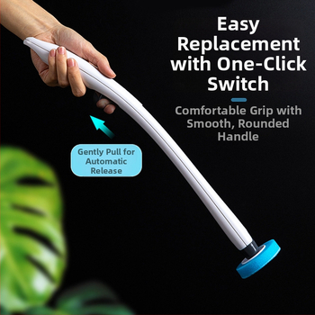 Σετ μιας χρήσης βούρτσας τουαλέτας με μακρύ κοντάρι, βάση σε δάπεδο, σχεδιασμός χωρίς νεκρή γωνία, πλαστικό