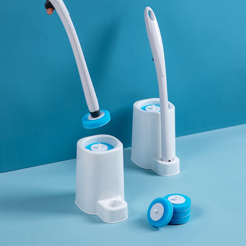 Σετ μιας χρήσης βούρτσας τουαλέτας με μακρύ κοντάρι, βάση σε δάπεδο, σχεδιασμός χωρίς νεκρή γωνία, πλαστικό