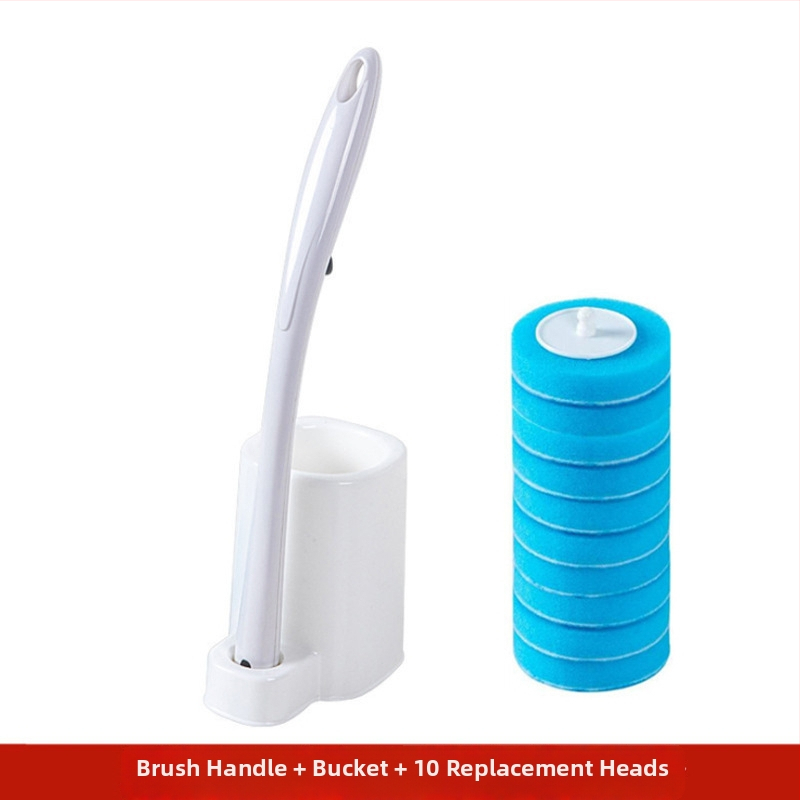 Σετ μιας χρήσης βούρτσας τουαλέτας με μακρύ κοντάρι, βάση σε δάπεδο, σχεδιασμός χωρίς νεκρή γωνία, πλαστικό