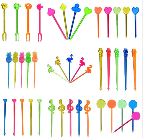 Furculiță de fructe din plastic, unică folosință, în formă de inimă, stil simplu, pentru adulți