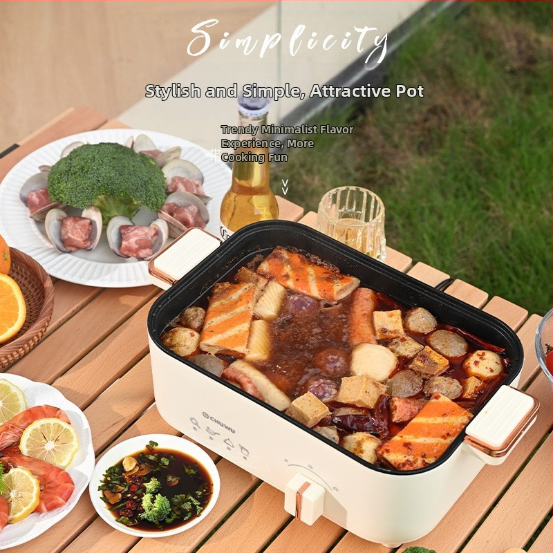Električna 5L kvadratna posuda za kuhanje s višestrukim funkcijama: para, prženje, kuhanje, gulaš i hot pot; unutarnja posuda s premazom protiv prianjanja