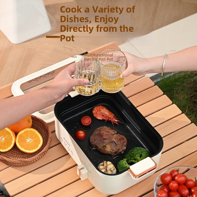 Električna 5L kvadratna posuda za kuhanje s višestrukim funkcijama: para, prženje, kuhanje, gulaš i hot pot; unutarnja posuda s premazom protiv prianjanja