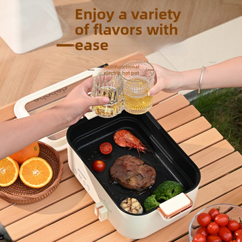 Elektrická horúca nádoba 5 L, viacúčelový hrniec pre 3–4 osoby, 801–1000 W, vnútorný hrniec s nepriľnavým povrchom, regulácia teploty, ovládanie gombom