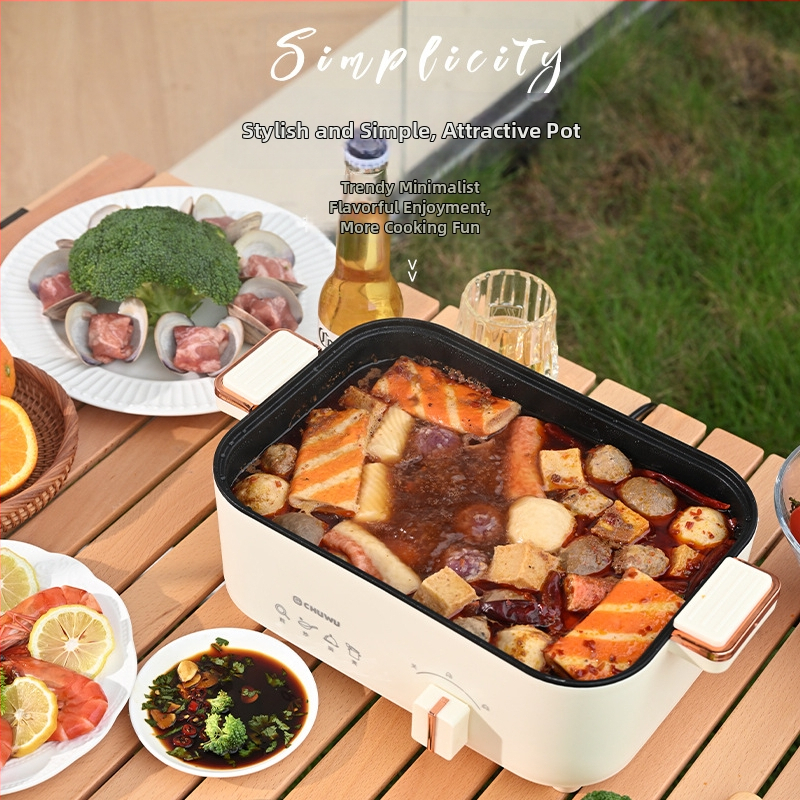Elektrická horúca nádoba 5 L, viacúčelový hrniec pre 3–4 osoby, 801–1000 W, vnútorný hrniec s nepriľnavým povrchom, regulácia teploty, ovládanie gombom