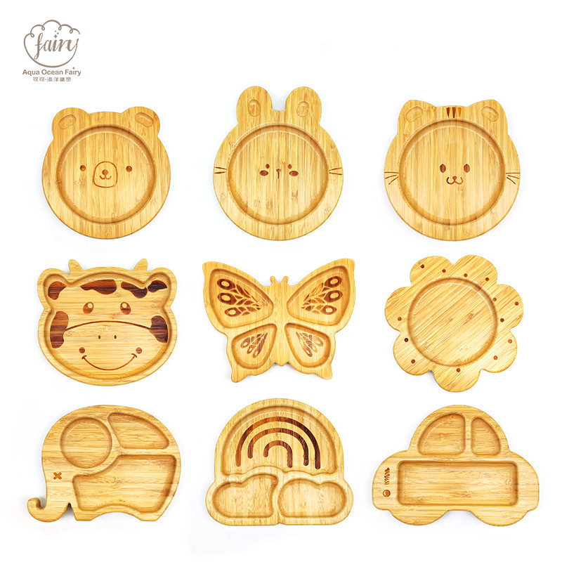 Dječji tanjur od vlakana bambusa s usisnom podlogom, protiv prevrtanja, od 6 mjeseci