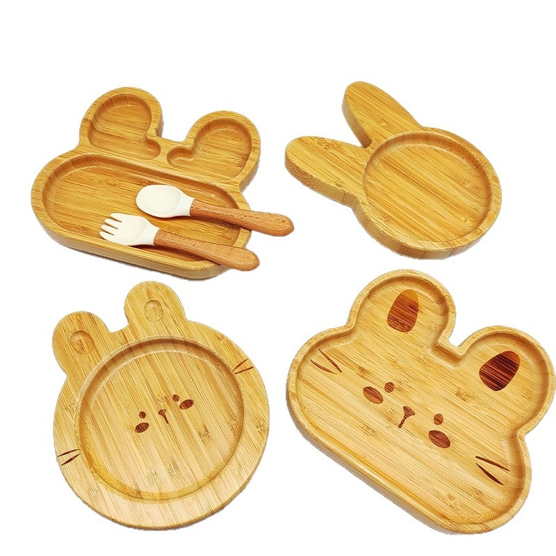 Dječji tanjur od vlakana bambusa s usisnom podlogom, protiv prevrtanja, od 6 mjeseci