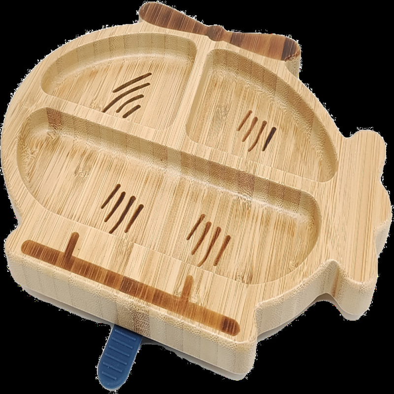 Dječji tanjur od vlakana bambusa s usisnom podlogom, protiv prevrtanja, od 6 mjeseci