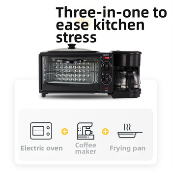 3-v-1 raňajkový stroj: vyprážanie vajíčok, parenie chleba a kávovar - 7L kapacita, 220V, 640W rúra, 4+ priehradky na chlieb