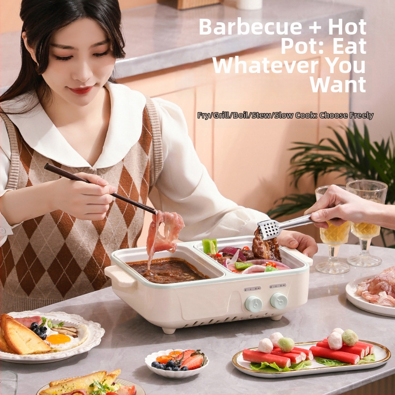 Elektrická varná miska, všetko v jednom gril a parenie, kapacita ≤2L, vnútorná nádoba z nehrdzavejúcej ocele, ovládanie gombovým typom