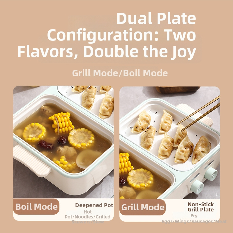 Elektrická varná miska, všetko v jednom gril a parenie, kapacita ≤2L, vnútorná nádoba z nehrdzavejúcej ocele, ovládanie gombovým typom