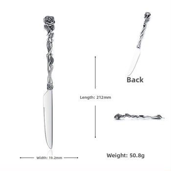 Sada príborov z nerezovej ocele, západný štýl, 3 diely, ručne vyrobená, prispôsobiteľná, vysoká kvalita, ľahký luxus retro štýl