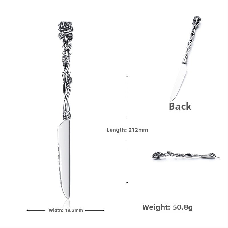 Sada príborov z nerezovej ocele, západný štýl, 3 diely, ručne vyrobená, prispôsobiteľná, vysoká kvalita, ľahký luxus retro štýl