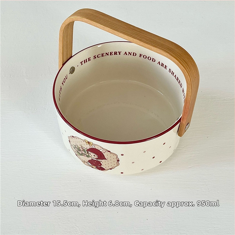 Porcelán tálak és tányérok készlet, cartoon mintával, retro stílus, alglazúros szín, mikrohullámú sütőben használható