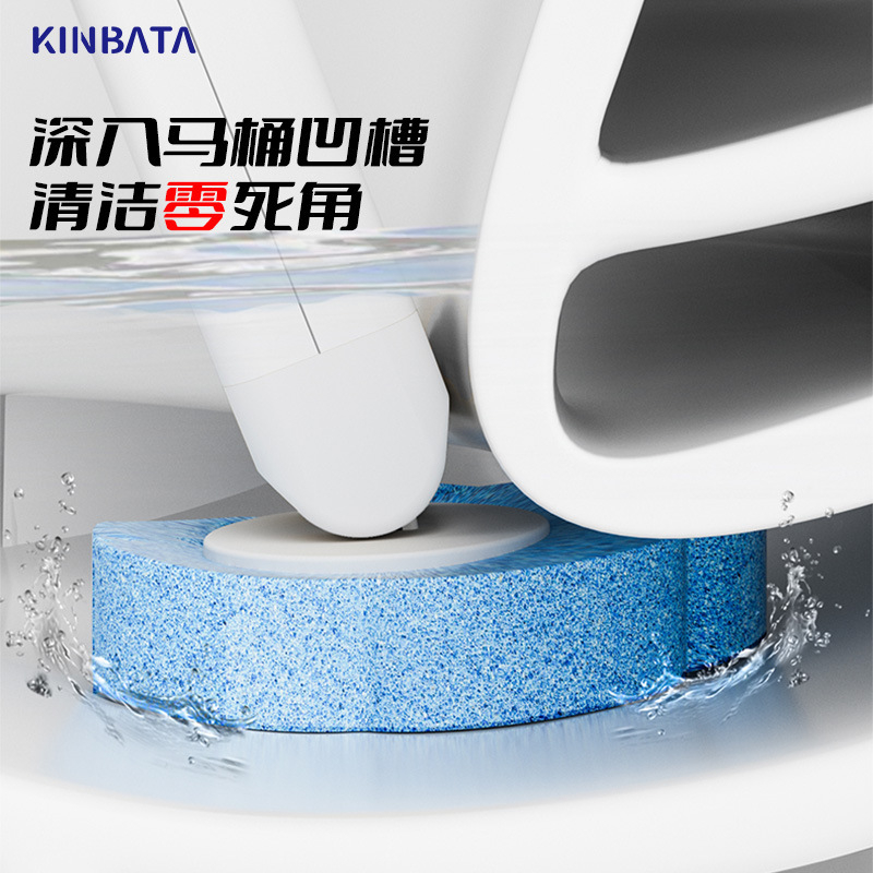 Kinbata egyszer használatos WC-kefés készlet sarok nélküli dizájnnal és cserélhető fejjel, modell A-023, műanyag, 30 darab egy dobozban