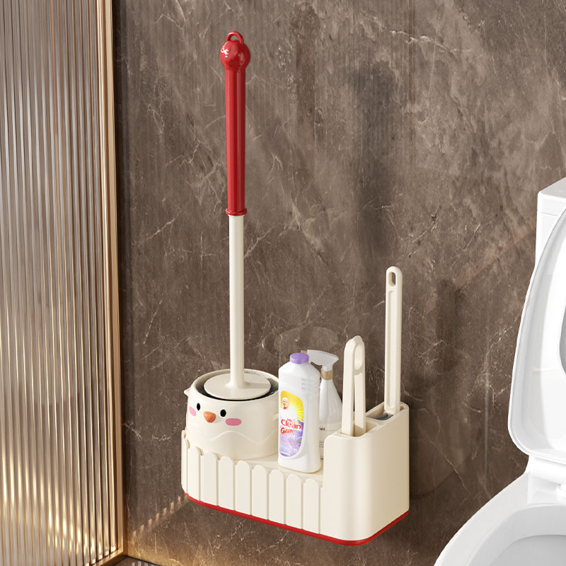 Set četkica za WC, zidni držač, duga drška, plastični, 1 komad
