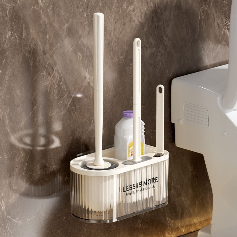 Set četkica za WC, zidni držač, duga drška, plastični, 1 komad