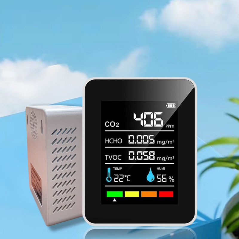 MT05 légkörminőségi detektor: PM2.5/PM10, CO/CO2, hőmérséklet és páratartalom, Type-C tápegység
