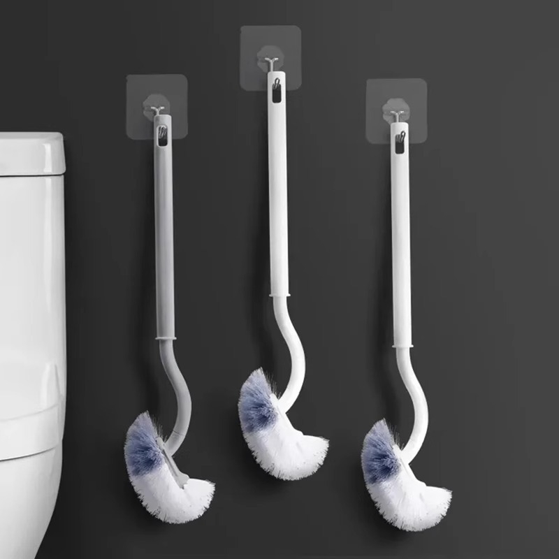 Hangge WC četka s dugim drškom, zidni nosač, glava u obliku savijanja, plastična