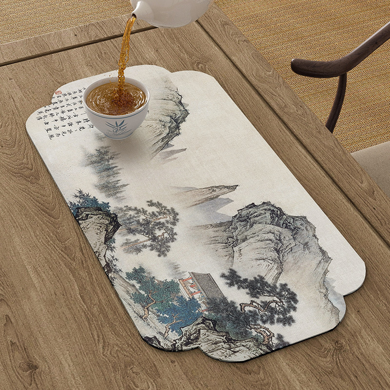 Podloga za čajnu ceremoniju, nepravilnog oblika, krajolinski uzorak, kineski stil