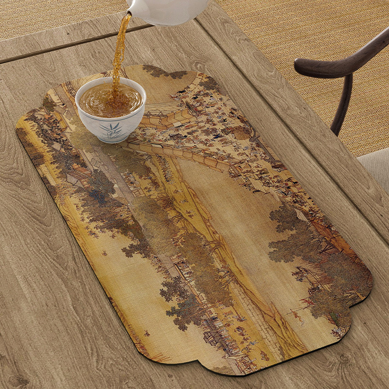 Podloga za čajnu ceremoniju, nepravilnog oblika, krajolinski uzorak, kineski stil