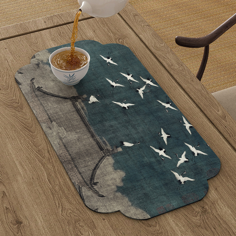 Podloga za čajnu ceremoniju, nepravilnog oblika, krajolinski uzorak, kineski stil