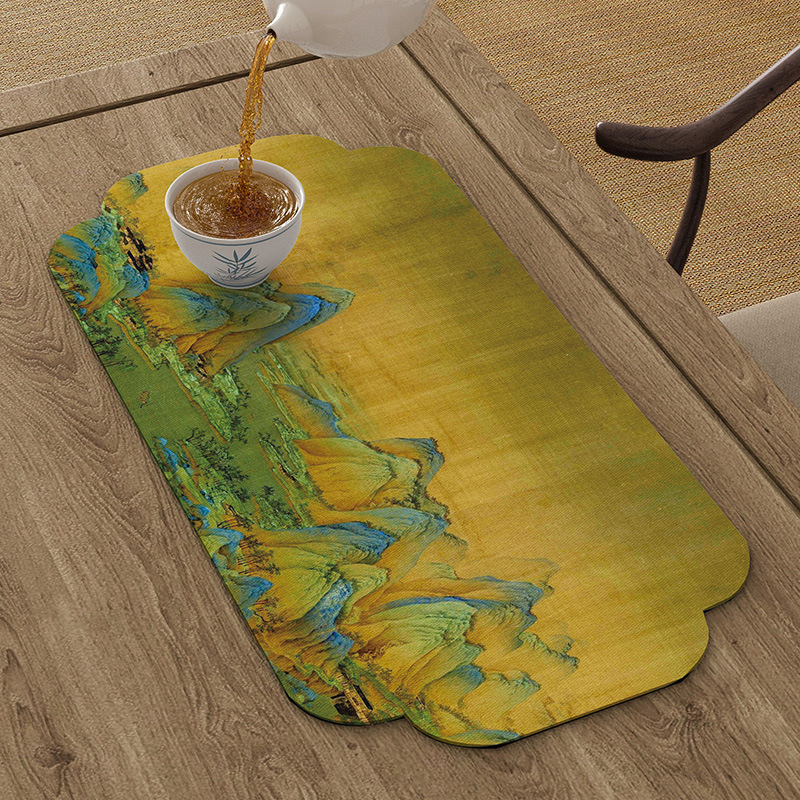 Podloga za čajnu ceremoniju, nepravilnog oblika, krajolinski uzorak, kineski stil