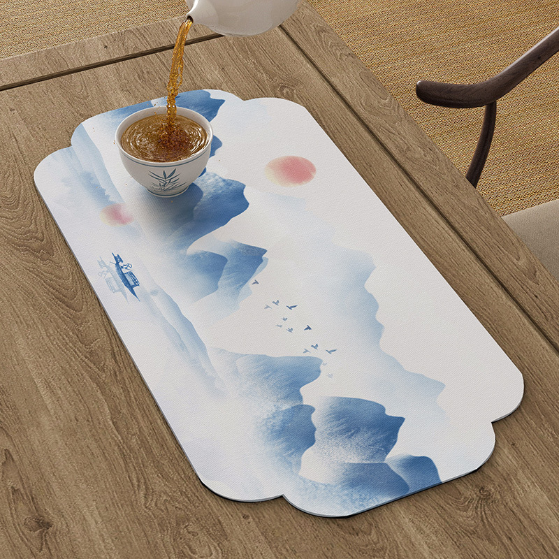 Podloga za čajnu ceremoniju, nepravilnog oblika, krajolinski uzorak, kineski stil
