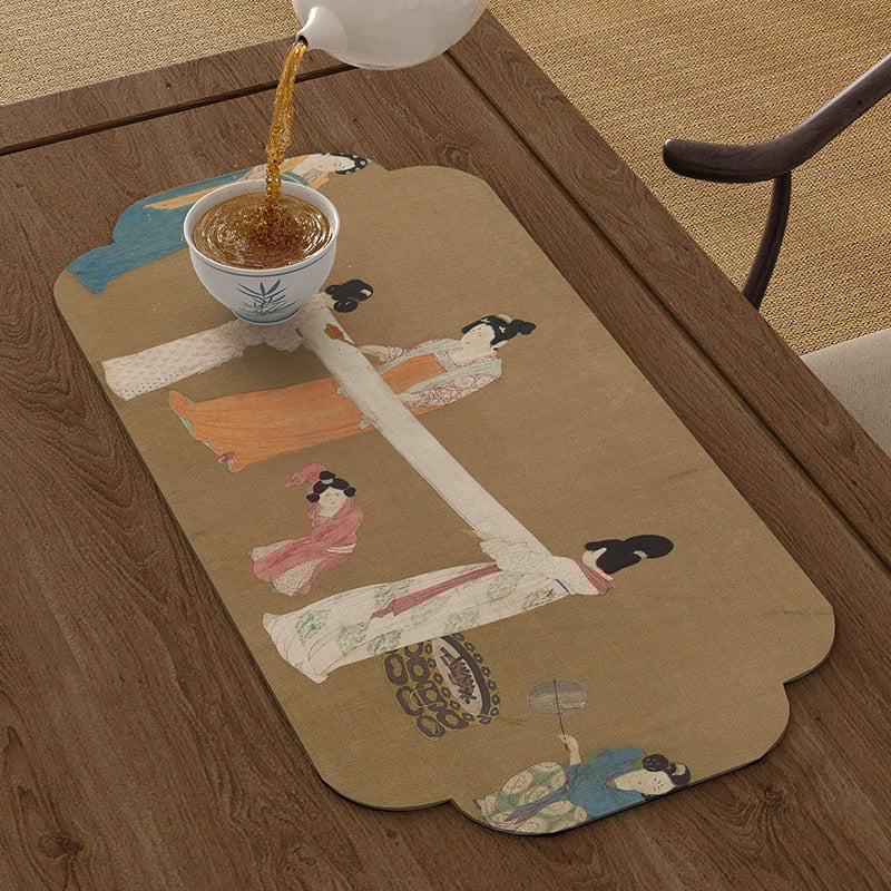 Podloga za čajnu ceremoniju, nepravilnog oblika, krajolinski uzorak, kineski stil