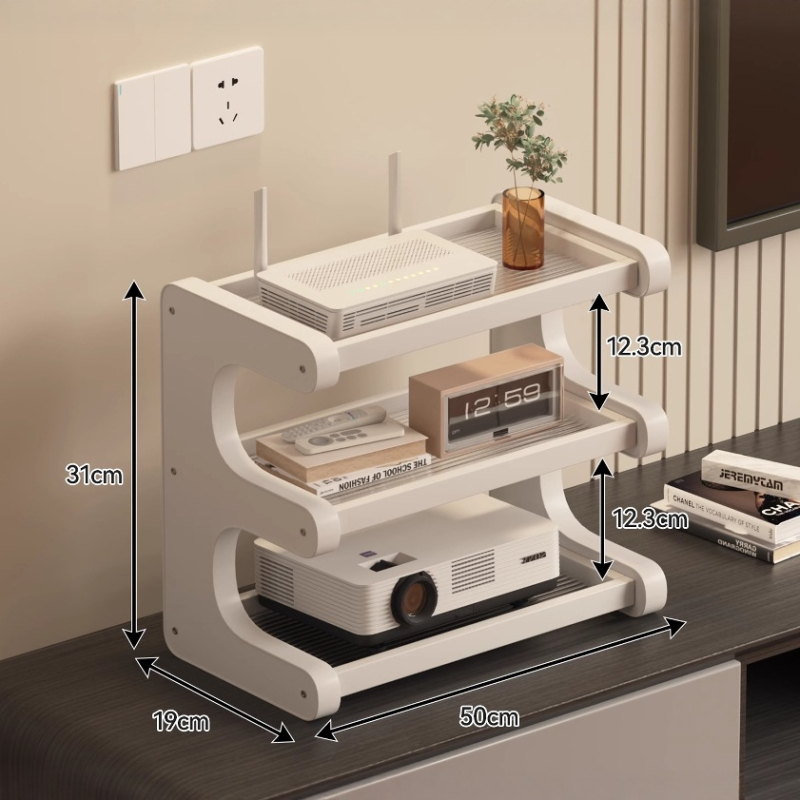4-szintes asztali rendező polc bambuszból és sűrített lemezből, pohártartó