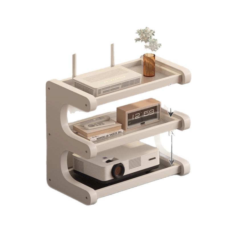 4-szintes asztali rendező polc bambuszból és sűrített lemezből, pohártartó