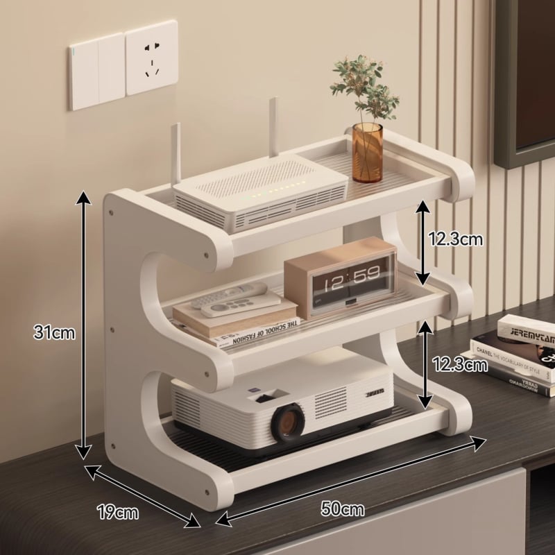 4-szintes asztali rendező polc bambuszból és sűrített lemezből, pohártartó