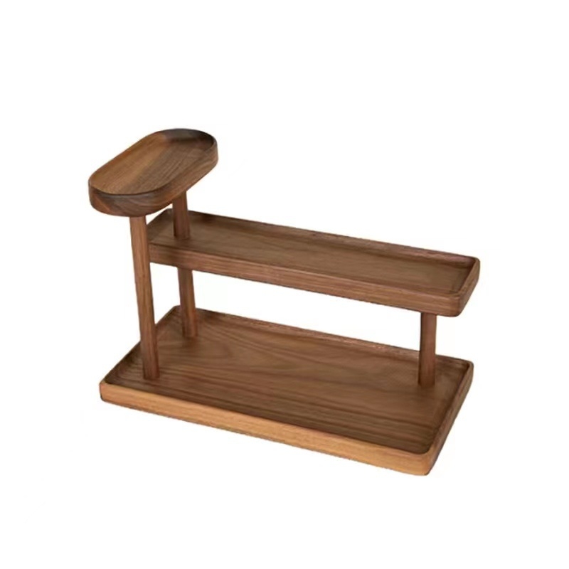 Stolni organizator za skladištenje od masivnog drveta s 3 sloja, stolna montaža, moderni minimalistički stil