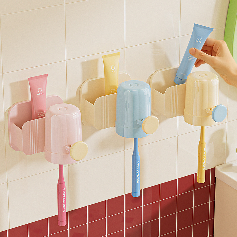 Regal za četkice za zube i pastu – zidni, plastični, moderni minimalistički stil, spremište u kupaonici, 1 razina