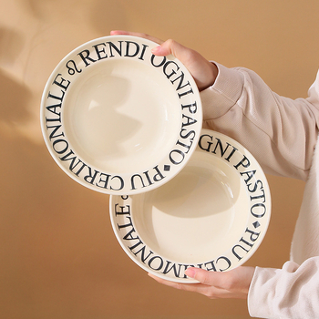 Tongfa kerámia bowls és tányérok készlet angol betűs mintával, aláglazúrozott felülettel, mikrohullámú sütőben használható