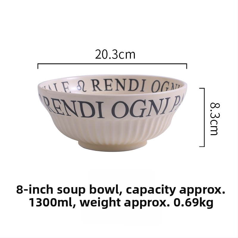 Tongfa kerámia bowls és tányérok készlet angol betűs mintával, aláglazúrozott felülettel, mikrohullámú sütőben használható