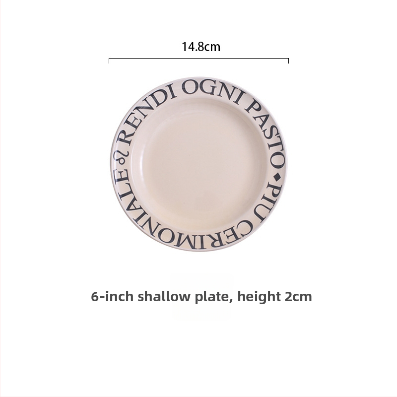 Tongfa kerámia bowls és tányérok készlet angol betűs mintával, aláglazúrozott felülettel, mikrohullámú sütőben használható