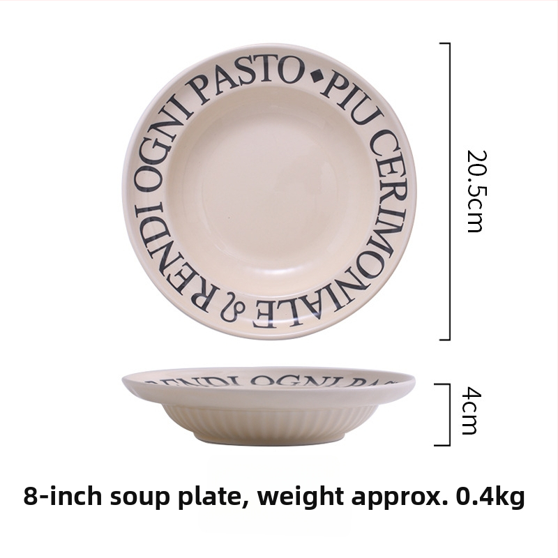 Tongfa kerámia bowls és tányérok készlet angol betűs mintával, aláglazúrozott felülettel, mikrohullámú sütőben használható