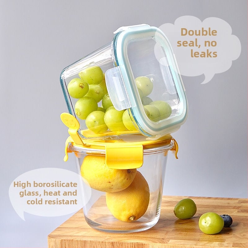 Стъклена кутия за обяд с купа за супа, капацитет 501–800 ml, микровълнова безопасна, херметично затваряща се, стъкло висок боросиликат, за офис служители и студенти