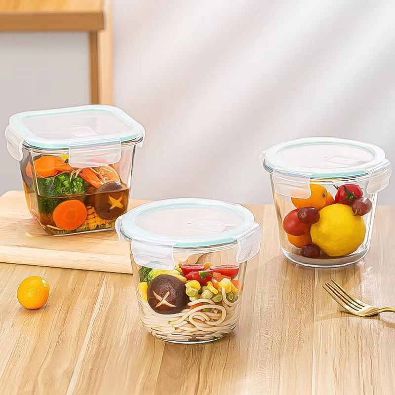 Стъклена кутия за обяд с купа за супа, капацитет 501–800 ml, микровълнова безопасна, херметично затваряща се, стъкло висок боросиликат, за офис служители и студенти